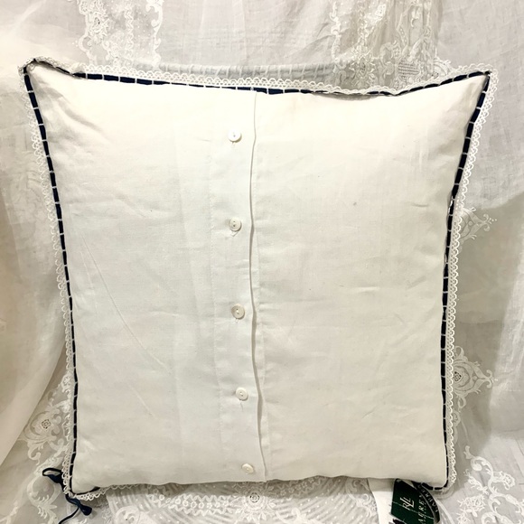 Ralph lauren Cote D’Azure accent pillow white linen embroidered 20” x 20” - Picture 4 of 13